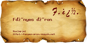 Fényes Áron névjegykártya